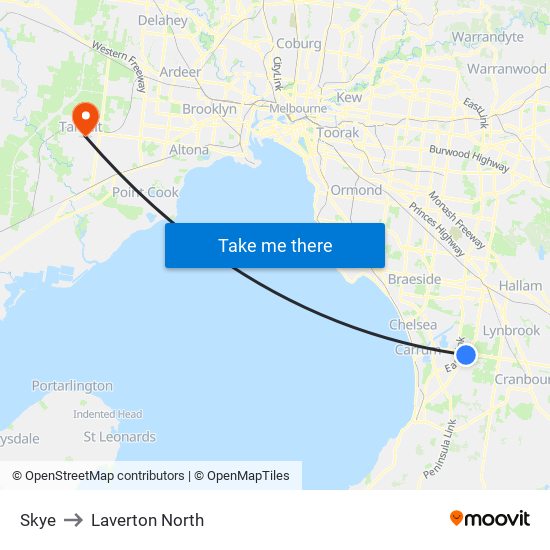 Skye to Laverton North map