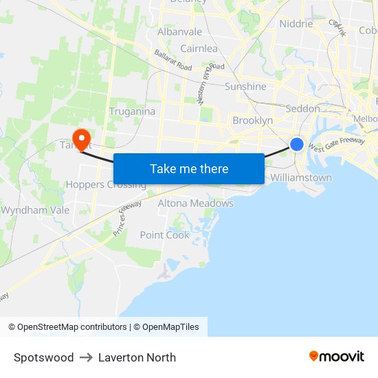 Spotswood to Laverton North map