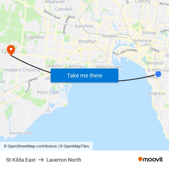 St Kilda East to Laverton North map