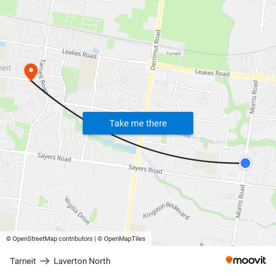 Tarneit to Laverton North map