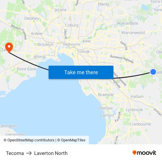 Tecoma to Laverton North map