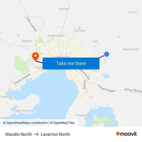 Wandin North to Laverton North map