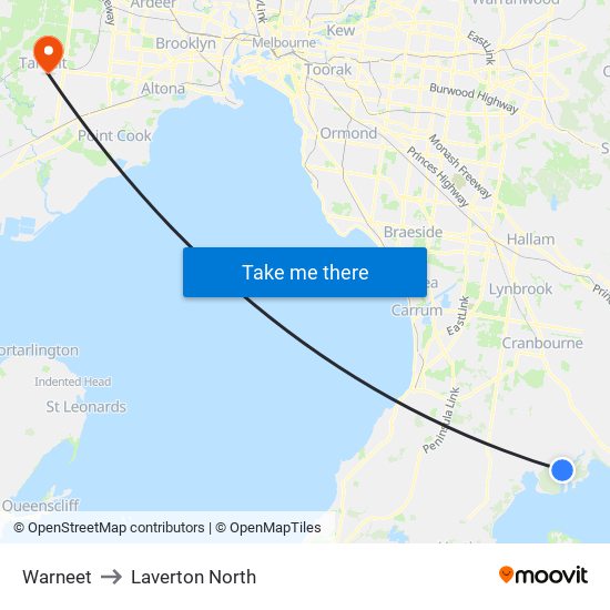 Warneet to Laverton North map