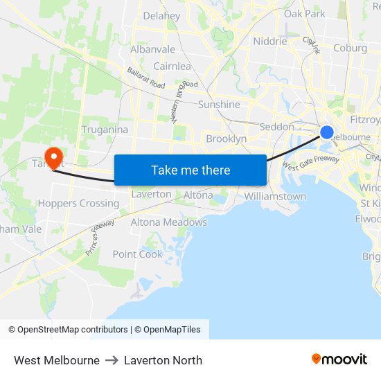 West Melbourne to Laverton North map