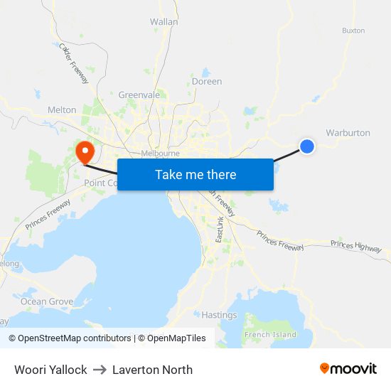 Woori Yallock to Laverton North map