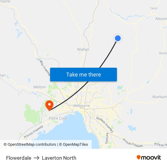 Flowerdale to Laverton North map