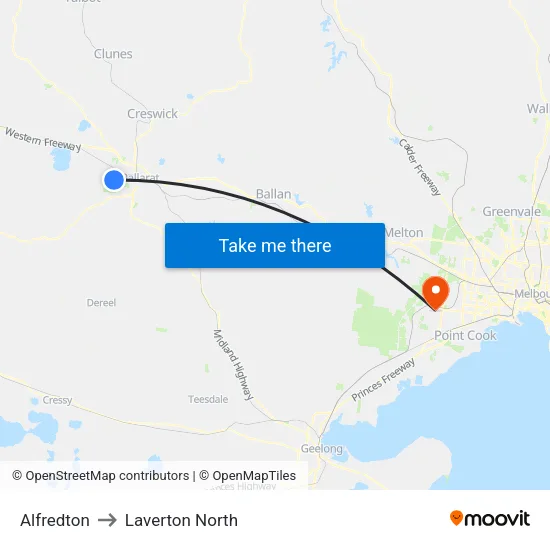 Alfredton to Laverton North map
