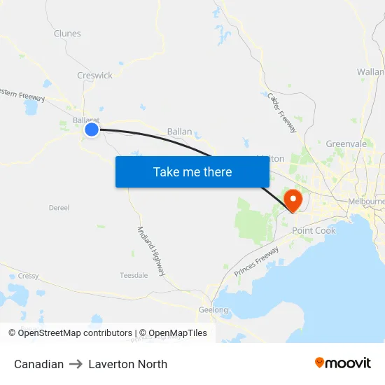 Canadian to Laverton North map