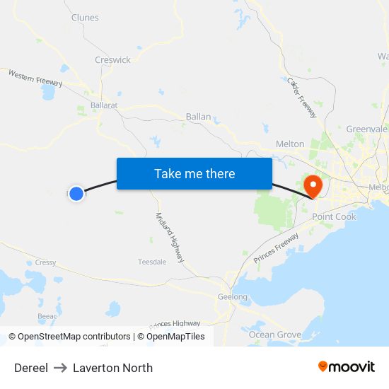 Dereel to Laverton North map