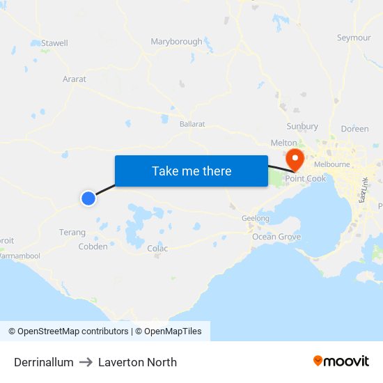 Derrinallum to Laverton North map