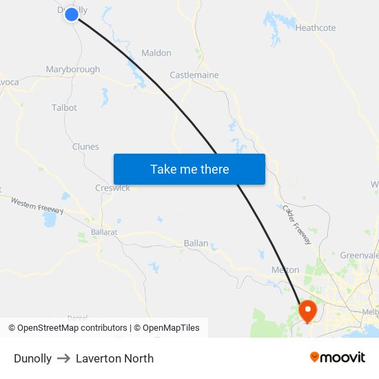 Dunolly to Laverton North map