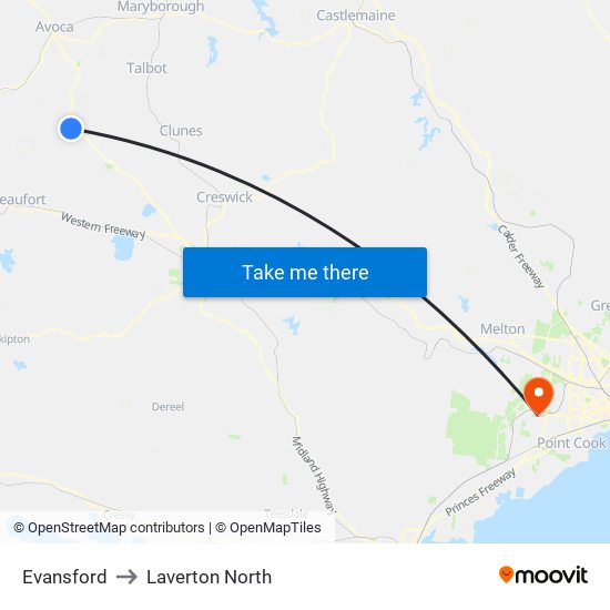 Evansford to Laverton North map