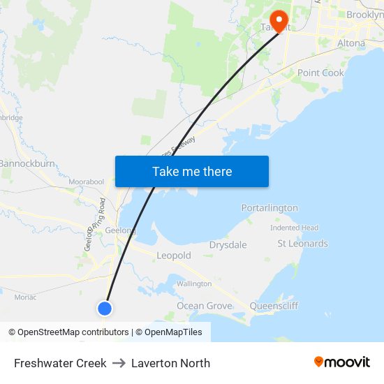 Freshwater Creek to Laverton North map