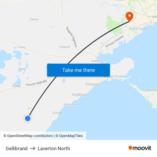 Gellibrand to Laverton North map