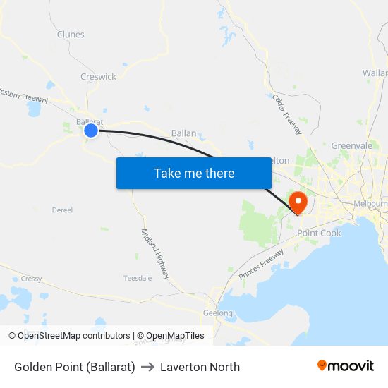 Golden Point (Ballarat) to Laverton North map