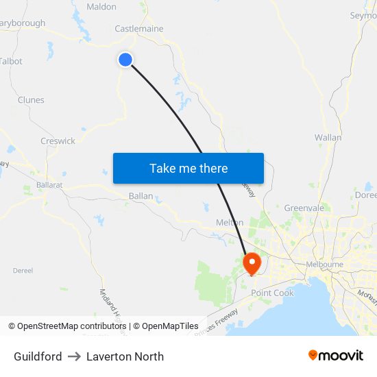 Guildford to Laverton North map