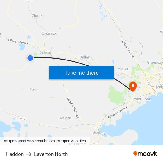 Haddon to Laverton North map