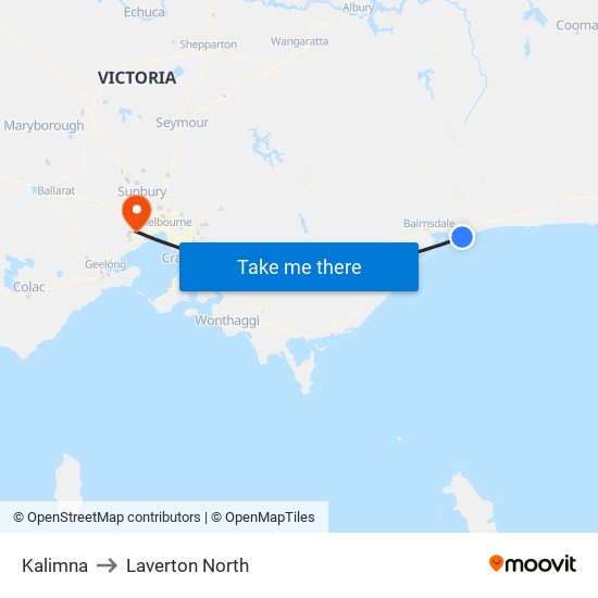 Kalimna to Laverton North map