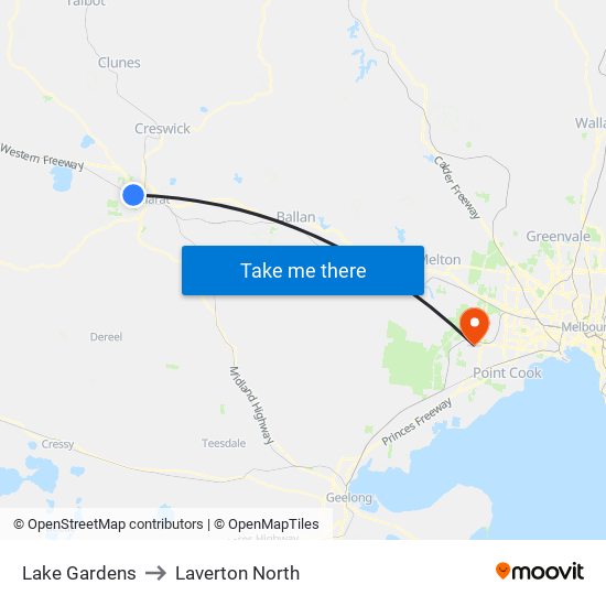 Lake Gardens to Laverton North map