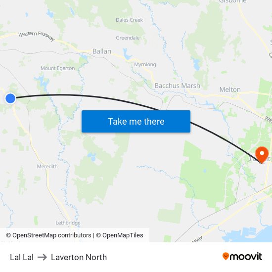 Lal Lal to Laverton North map