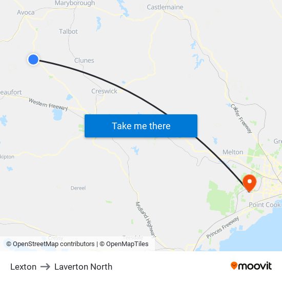 Lexton to Laverton North map