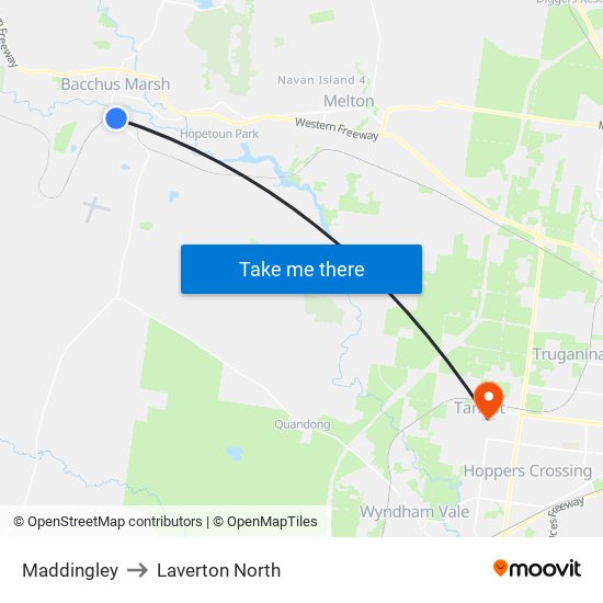 Maddingley to Laverton North map