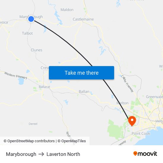 Maryborough to Laverton North map