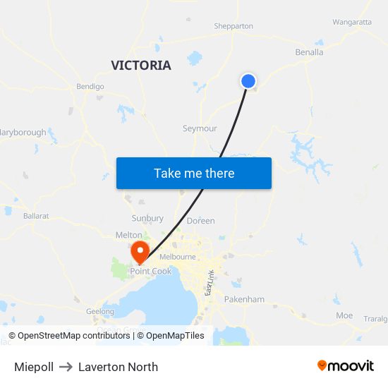 Miepoll to Laverton North map