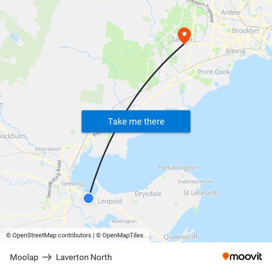 Moolap to Laverton North map