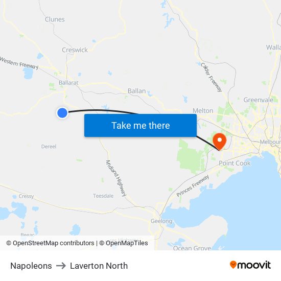 Napoleons to Laverton North map