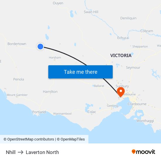 Nhill to Laverton North map