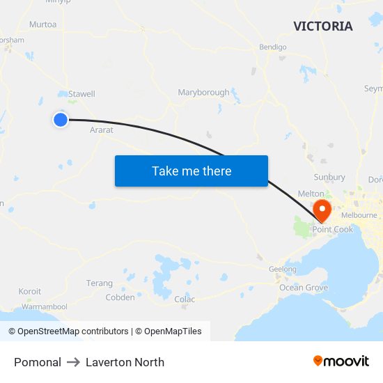 Pomonal to Laverton North map