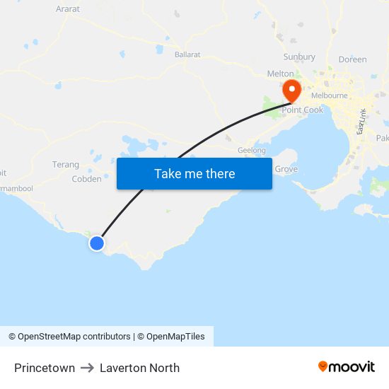 Princetown to Laverton North map