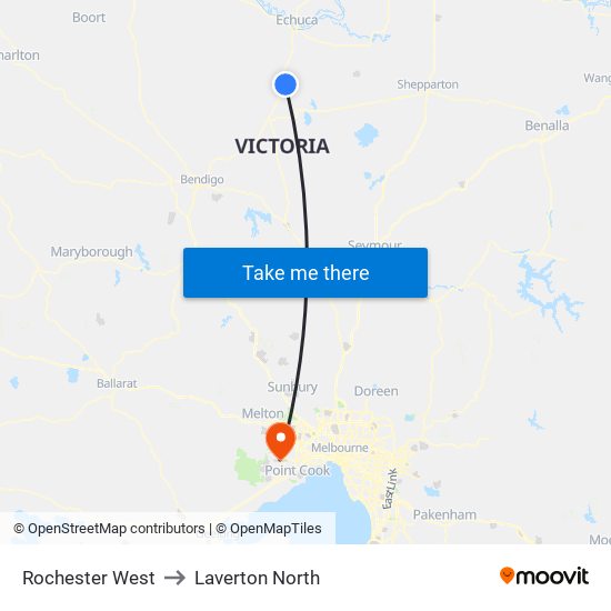 Rochester West to Laverton North map