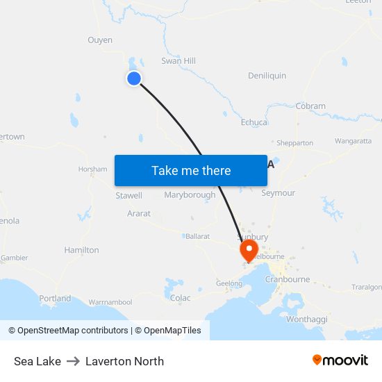 Sea Lake to Laverton North map