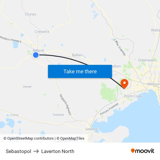 Sebastopol to Laverton North map