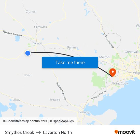 Smythes Creek to Laverton North map