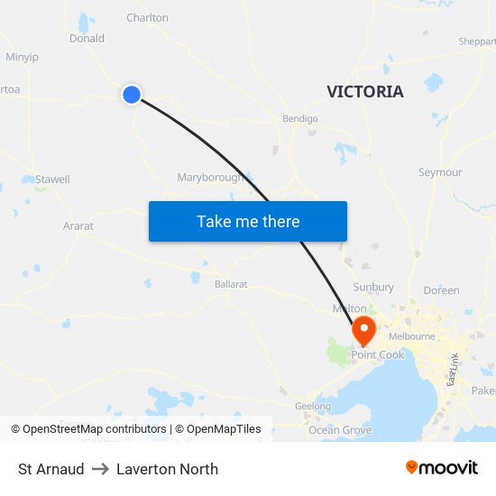 St Arnaud to Laverton North map