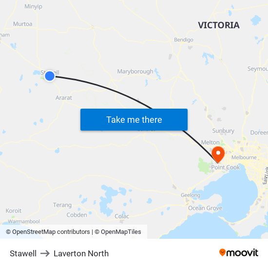 Stawell to Laverton North map