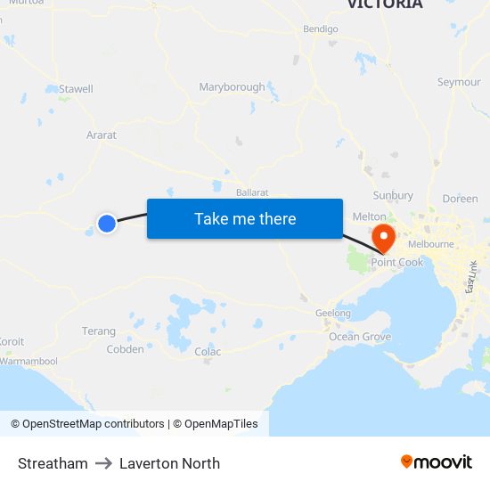 Streatham to Laverton North map