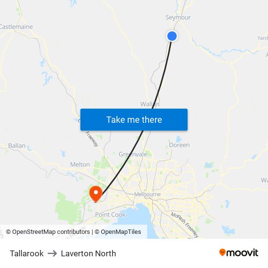 Tallarook to Laverton North map