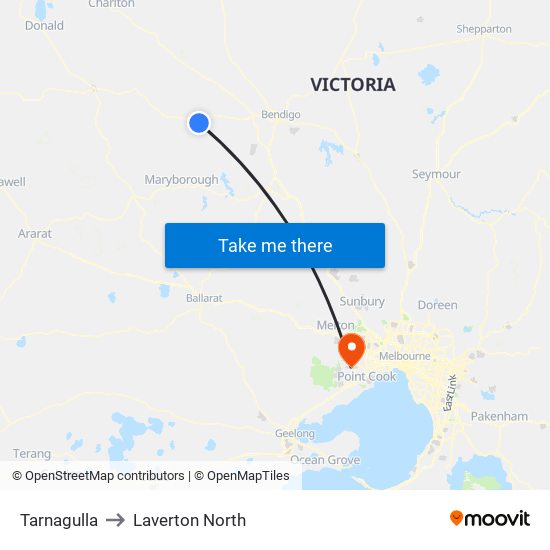 Tarnagulla to Laverton North map