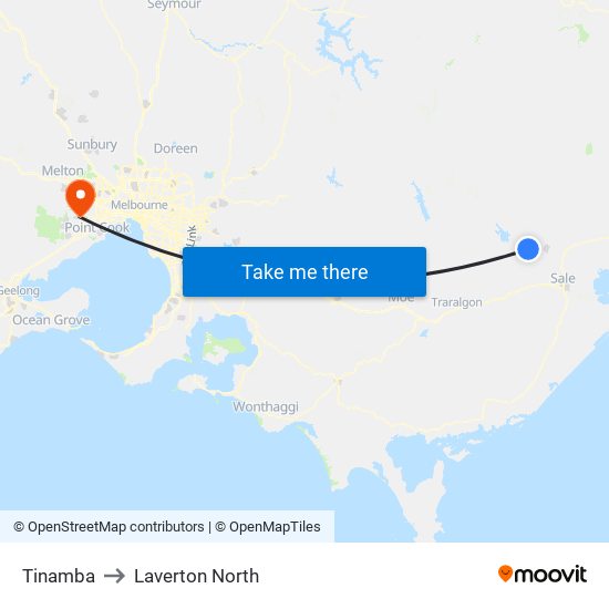 Tinamba to Laverton North map