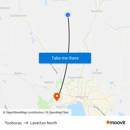 Tooborac to Laverton North map