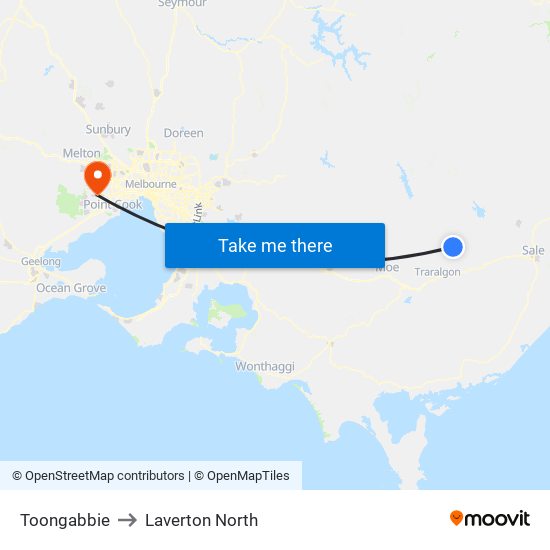 Toongabbie to Laverton North map