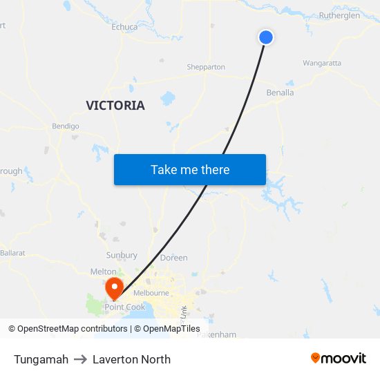 Tungamah to Laverton North map