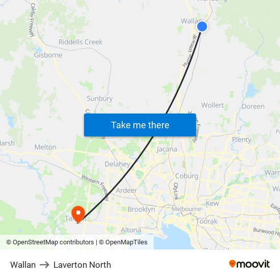 Wallan to Laverton North map
