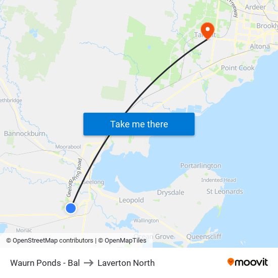 Waurn Ponds - Bal to Laverton North map