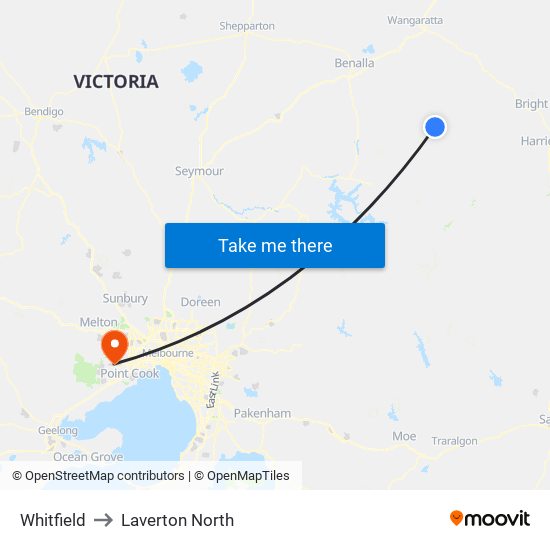 Whitfield to Laverton North map