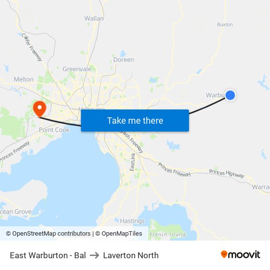 East Warburton - Bal to Laverton North map